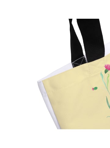 Mr. & Mrs. Panda Shopping Bag Hase Sitzen mit Spruch in Gelb Pastell