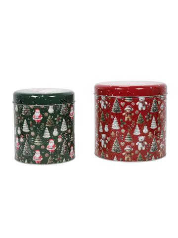 Home&Styling Collection Weihnachtliches Set Metallbehälter in verschiedenen Größen, 2 Stück in Rot