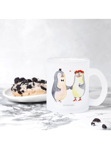 Mr. & Mrs. Panda Teetasse Pinguin Heirat ohne Spruch in Transparent