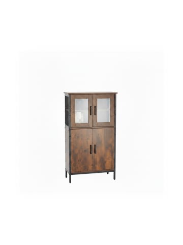 relaxdays Küchenschrank „Industrial“ in Braun/ Schwarz – (B)60 x (H)108 x (T)30 cm