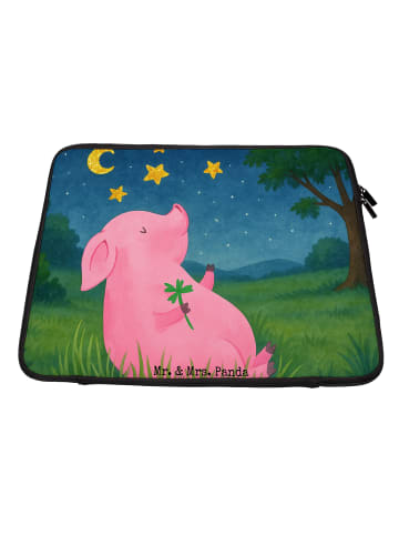 Mr. & Mrs. Panda Laptop Hülle Schwein Glück Design ohne Spruch in Weiß