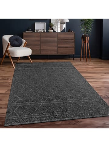 KADIMA DESIGN Teppich Kurzflor Rauten Wohnzimmer in Anthrazit