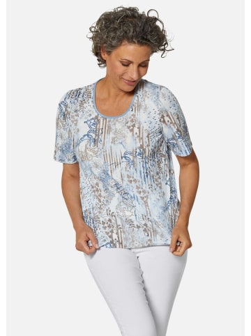 GOLDNER Bequemes Druckshirt im Mustermix in hellblau / natur