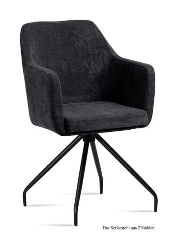 58 aufm Kessel ARMLEHNSTUHL (2er-Set) Dijana 57x87x60 Schwarz/Anthrazit