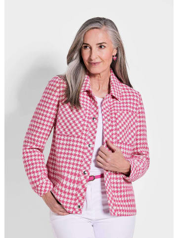 GOLDNER Blazer mit Hahnentrittmuster in pink / weiß / gemustert