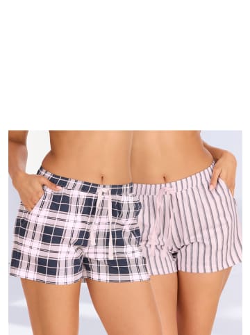 Vivance Active Pyjamashorts in rosa-blau-gemustert