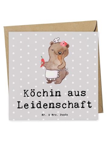 Mr. & Mrs. Panda Deluxe Karte Köchin Leidenschaft mit Spruch in Grau Pastell
