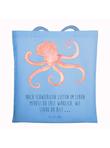 Mr. & Mrs. Panda Tote Bag Tintenfisch mit Spruch in Sky Blue