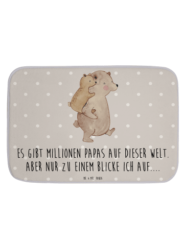 Mr. & Mrs. Panda Badematte Papa Bär mit Spruch in Grau Pastell