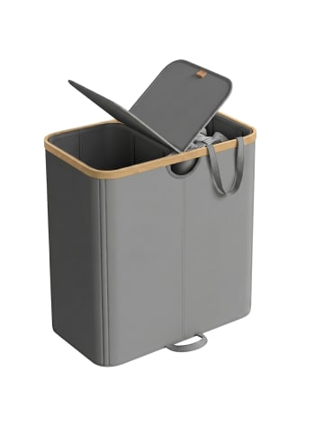 SONGMICS Wäschebox Roxanne in Grau-Beige - (B)38.5 x (H)75 x (T)52 cm