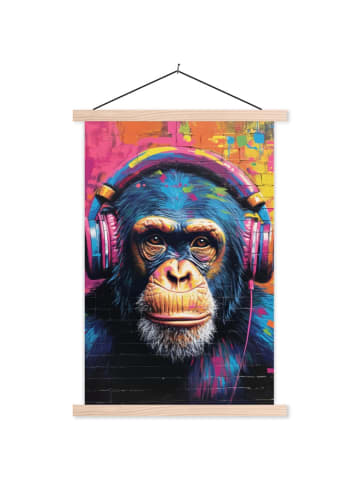 MuchoWow Poster mit Leiste Bunte Schimpanse  (BxH)