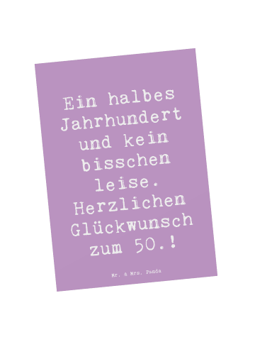 Mr. & Mrs. Panda Postkarte Spruch 50. Geburtstag mit Spruch in Lavendeltraum
