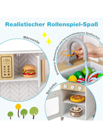 COSTWAY Kinderküche mit Zubehör ab 3 Jahren in Weiß
