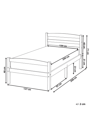 Beliani Doppelbett ECHALLON in Braun - (W) 127 x (H) 71 x (L) 208 cm