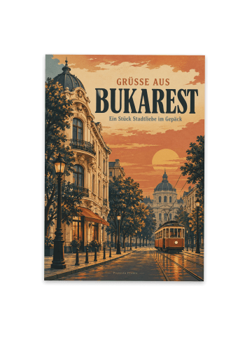 Ansichtskarte Stadt nostalgisch Design mit Spruch in Weiß