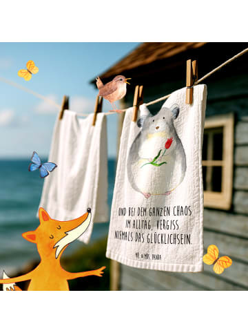 Mr. & Mrs. Panda Handtuch Chinchilla Blume mit Spruch in Weiß
