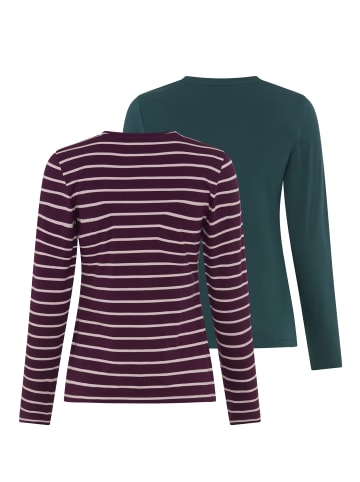 Kangaroos Langarmshirt in Aubergine gestreift