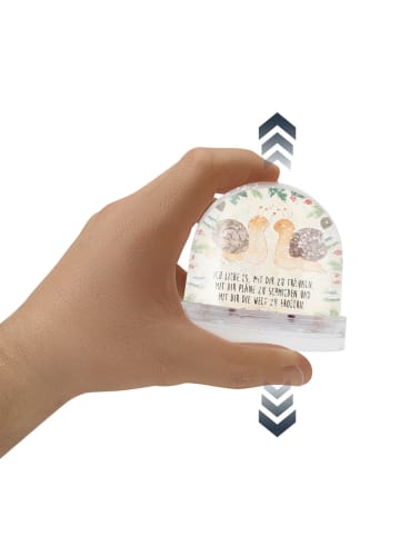 Mr. & Mrs. Panda Schneekugel Weihnachten Schnecken Liebe mit Spruch in Naturpapier