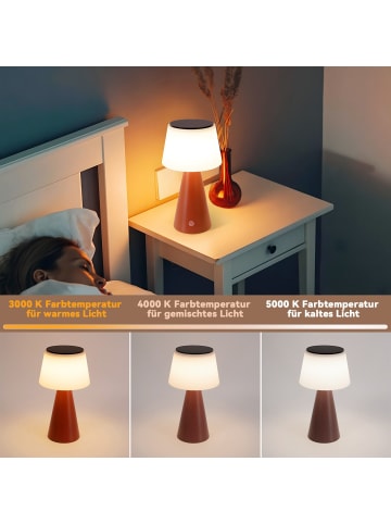 ZMH Tischleuchte LED in rot Solarenergie Touch Dimmbar 3600mhA Kabellos Akku