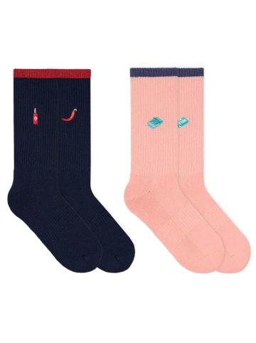 von Jungfeld Tennissocken Mix & Match Tennis Socken-Set in Navy Rosa
