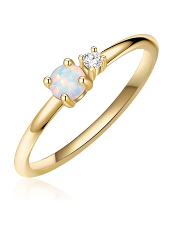 Glanzstücke München Ring Sterling Silber gelbgold Opal (synth.) Zirkonia weiß in gelbgold