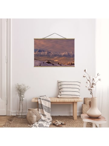 WALLART Stoffbild mit Posterleisten - Hohe Tatra am Morgen in Creme-Beige