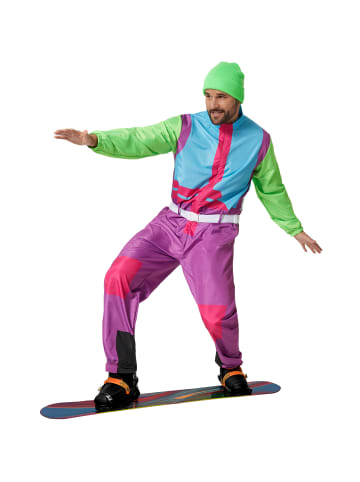 tectake Herrenkostüm  Retro 80er 90er Ski Anzug  Kultige Farbkombination: Lila, blau, gr