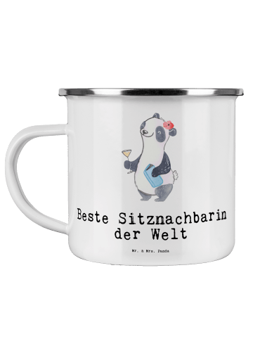 Mr. & Mrs. Panda Camping Emaille Tasse Panda Beste Sitznachbarin... in Weiß