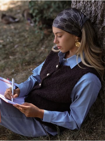 SASSYCLASSY Bouclé-Weste mit Taschen in Braun
