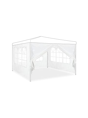 relaxdays 4x Pavillon-Seitenwand in Weiß - (B)300 x (H)200 cm