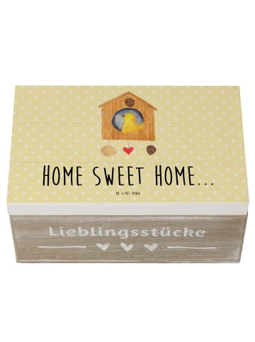 Mr. & Mrs. Panda Erinnerungskiste Vogelhaus Home mit Spruch in Gelb Pastell