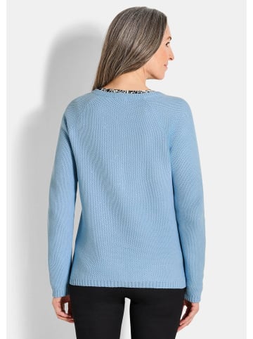 GOLDNER Strickjacke Cardigan aus Baumwolle, Rundhals in hellblau