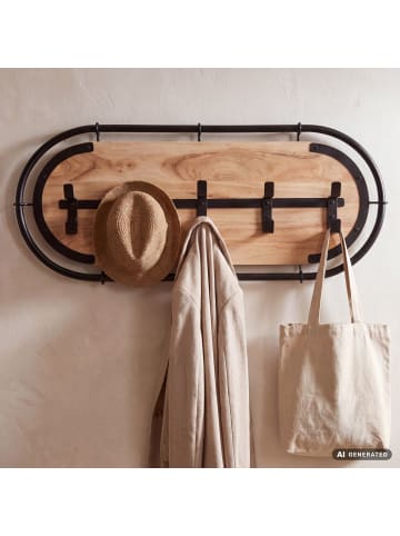 FineBuy Wandgarderobe in Braun / Akazie / 100x7x34