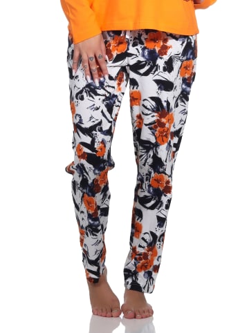 NORMANN Schlafanzug Pyjama Hose lang Mix & Match floralen print - 79734 in orange