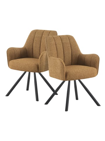 DUBI Möbel 2er-Set: Drehstuhl THOMAS-ELLA in Senfgelb - (B)58 x (H)87 x  (T)62 cm