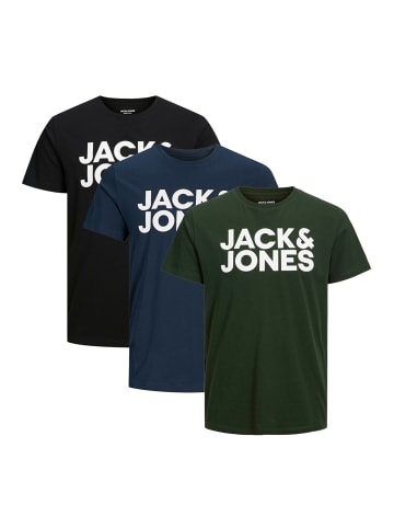 Jack & Jones T-Shirt Corp in Schwarz / blau / grün