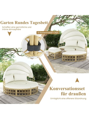 COSTWAY Rattan Sonneninsel mit Beistelltisch in Beige