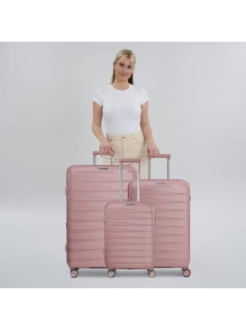 Franky London 4 Rollen Kofferset 3-teilig mit Dehnfalte rose