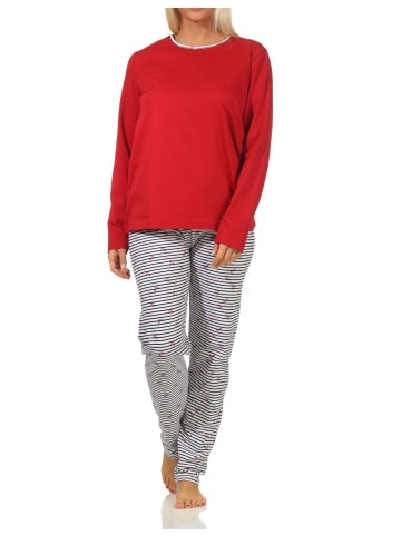NORMANN langarm Schlafanzug Pyjama Streifen - 66232 in rot