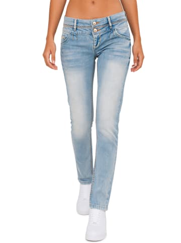 Cipo & Baxx Damen Slim Fit Jeans Stonewashed in Light Blue