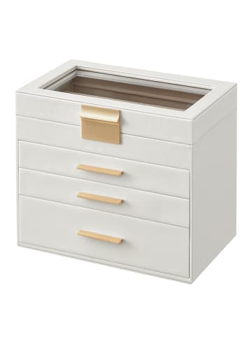 SONGMICS Schmuckkasten Gisella in Weiß - (B)25.1 x (H)21.5 x (T)15.3 cm
