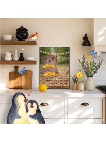 Mr. & Mrs. Panda Poster Bär Pommes verliebt Design mit Spruch in Weiß