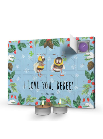 Mr. & Mrs. Panda Duftkerzen Adventskalender Bienen Paar mit Spruch in Eisblau
