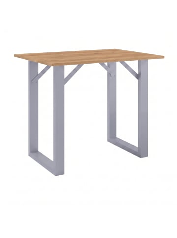 VCM  Holz Bartisch Stehtisch Tisch Tresen Xona 110x50cm in Silber / Honig-Eiche