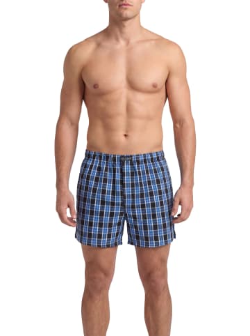 normani 3 Stück Herren Web Boxershorts in Blau/Schwarz