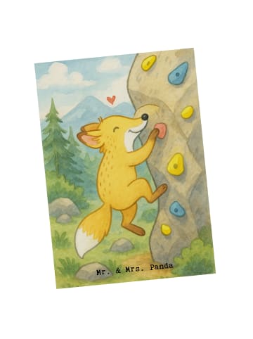 Mr. & Mrs. Panda Ansichtskarte Fuchs Bouldern Design ohne Spruch in Weiß