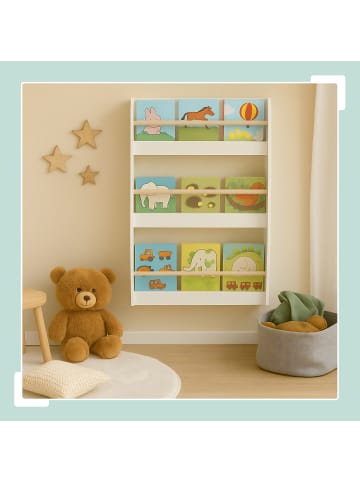 relaxdays Bücherregal in Weiß/ Natur - (B)60 x (H)90 x (T)20 cm