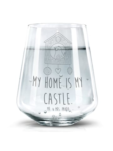 Mr. & Mrs. Panda Glas Vogel Haus mit Spruch in Transparent