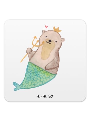 Mr. & Mrs. Panda Glasuntersetzer Wassermann Astrologie ohne Spruch in Weiß