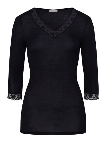 Hanro Longsleeve Woolen Lace in Schwarz